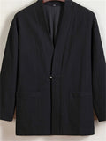 Men's Autumn Chinese Zen Style Black Long Sleeve Cardigan Jackets
