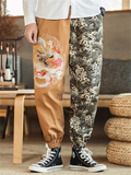 Men's Ancient Loong Sea Wave Embroidery Vintage Pants