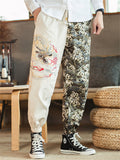 Men's Ancient Loong Sea Wave Embroidery Vintage Pants