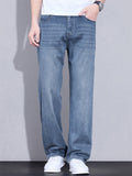 Mens Summer Vintage Wash Straight Leg Relaxed Fit Denim Jeans