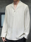 Retro Oriental Style Long Sleeve V-Neck Tang Suit Shirt For men