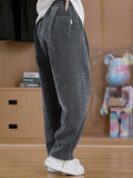 Unisex Casual Drawstring Straight Leg Pants with Plush Lining