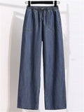 Women's Summer Cool Solid Color Elastic Waist Drawstring Pants