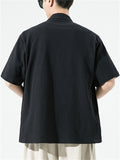 Chinese Style Retro Cotton Linen Short Sleeve Shirt for Men