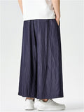 Men's Summer Japanese Style Wide Leg Drape Cropped Pants