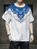 Auspicious Clouds Dragon Embroidery Vintage Shirt for Men