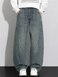 Men's Fashion Streetwear Loose Straight Denim Scimitar Pants