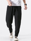 Men's Zen Style Linen Cotton Pants with Front Tie Belt