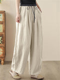 Women's Solid Color Elastic Waist Straight Wide Leg Pants