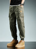 Men's Casual Workwear Loose Fit Jogger Cropped Pants with Pockets