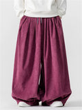 M‌en's Oversize Japanese Style Embroidered Corduroy Drawstring Baggy Pants