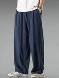 Mens Casual Loose Fit Trousers Baggy Wide Leg Pants