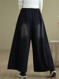 Loose Elastic Waist Wide Leg Jeans for Women