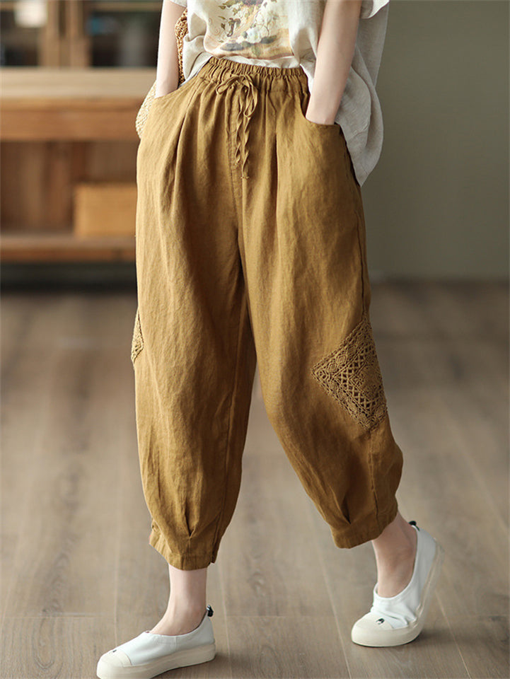 Women's Summer Casual Drawstring Harem Cropped Pants