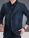 Men's Casual Single Breasted Lapel Suit Collar Denim Jackets