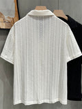 Men's Hollow Textured Eyelet Short Sleeve Button Down Cuban Shirts