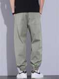Men Cotton Blend Streetwear Loose Fit Elastic Baggy Jogger Pants