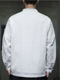 Men's Texture Solid Color Long Sleeve Tang Suit Shirts