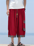 Men's Summer Ethnic Style Loose Drop Crotch Capri Pants