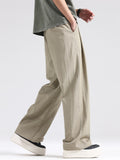 Men's Summer Elastic Waist Drape Wide Leg Straight Pants