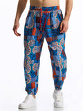 Men's Summer Retro Ethnic Style Print Drawstring Jogger Pants