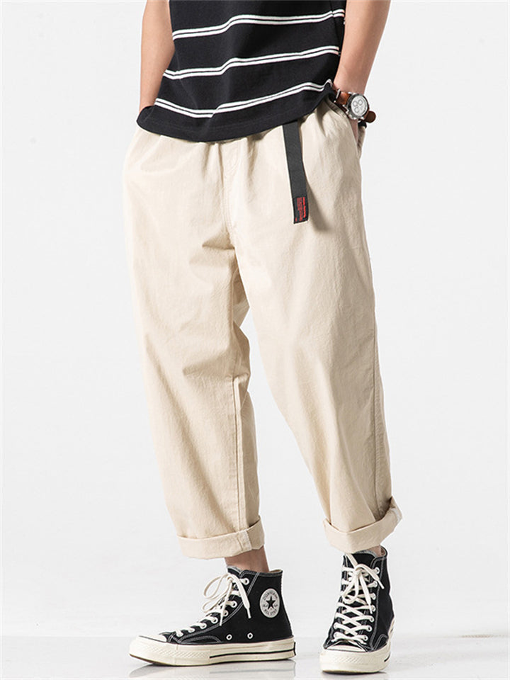 Men's Summer Casual Elastic Straight Cargo Cropped Pants