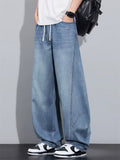 Men's Streetwear Summer Loose Fit Wide Leg Scimitar Denim Pants