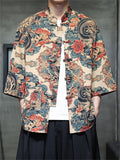 Men's Summer Casual Chinese Style Printed Half Sleeve TangSuit Shirt