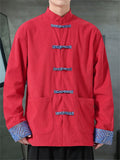 Men's Retro Chinese Style Contrast Color Corduroy Tangsuit Jackets
