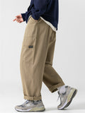 Men's Japanese Street Style Wide Leg Casual Pants with Pockets