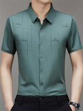 Men's Summer Print Seamless Button Up Lapel Short Sleeve Shirts