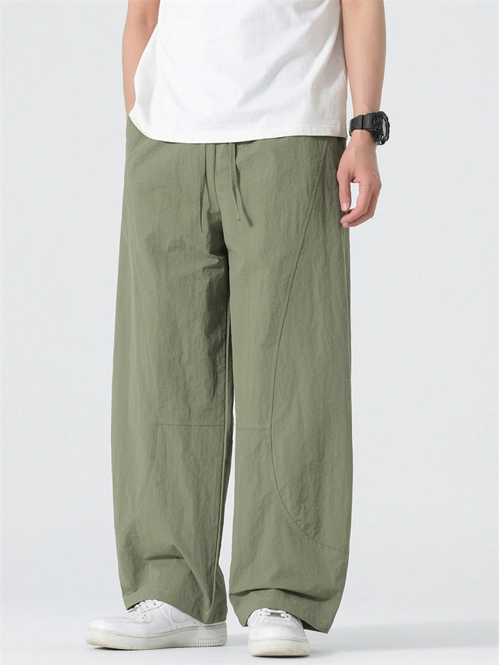 Mens Vintage Simple Loose Fit Wide Leg Baggy Pants