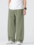 Mens Vintage Simple Loose Fit Wide Leg Baggy Pants