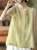 Summer Loose Solid Color Sleeveless Shirts for Women
