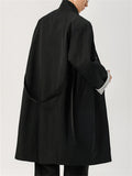Men Double Breasted Trench Coat Long Belted Windbreaker Overcoat