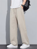 Mens Drawstring Loose Wide Leg Lyocell Summer Pants