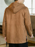 Casual Men's Button-up Faux Suede Hooded Jackets