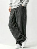 Men Baggy Carpenter Wide Leg Washed Denim Work Jeans