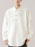 Oriental Style Men's Flower Embroidered Long Sleeve Lapel Shirts