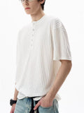 Men's Short Sleeve Ribbed Henley Shirts for Summer