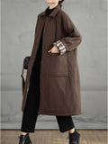 Winter Mid Length Long Sleeve Pockets Coat for Women