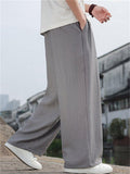 Men's Summer Texture Breathable Linen Blend Wide Leg Drawstring Pants