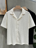 Men's Hollow Textured Eyelet Short Sleeve Button Down Cuban Shirts