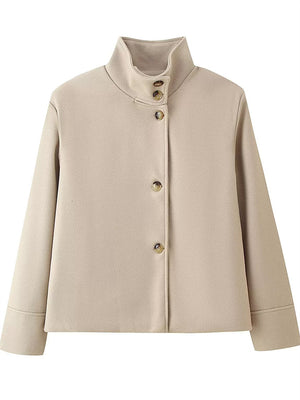 Women's Autumn Casual Solid Color Single Breasted Stand Collar Jackets