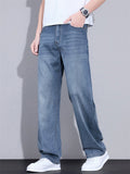 Mens Summer Vintage Wash Straight Leg Relaxed Fit Denim Jeans