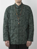 Men's Chinese Style Feather Jacquard Stand Collar Shirts