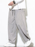 Men's Simple Japanese Style Retro Solid Color Wide Leg Pants