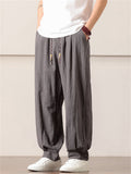 Men's Chinese Style Simple Casual Baggy Linen Blend Harem Pants