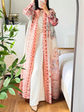 Women's Print Pleated Long Sleeve Cardigan Coat