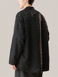 Men's Comfy Butterfly Print Button Long Sleeve Stand Collar Shirts